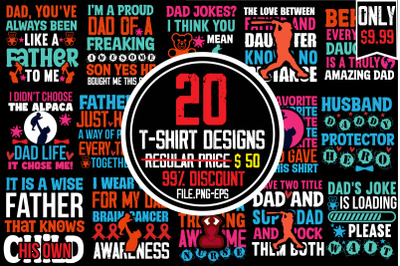 Father&#039;s Day T-shirt Bundle 20 Designs,Father&#039;s SVG Bundle,Dad T-shirt