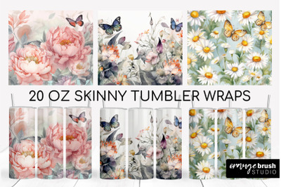 Floral Tumbler Wrap, Summer Tumbler Sublimation Designs