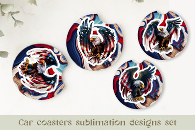 Patriotic Car Coaster Bundle | Car Coaster Sublimation png