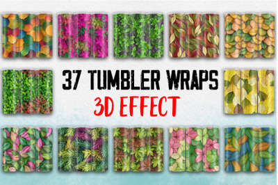 3D Colorful Leaves Tumbler Wrap