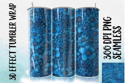 3D Blue Flower Tumbler Wrap 1