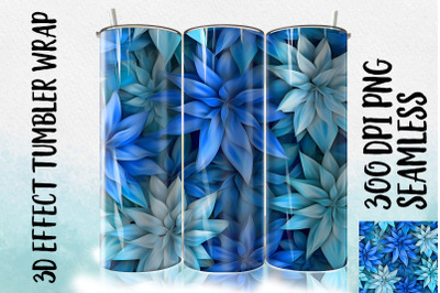 3D Blue Star Flower Tumbler Wrap 1