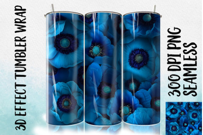 3D Blue Poppy Tumbler Sublimation 1