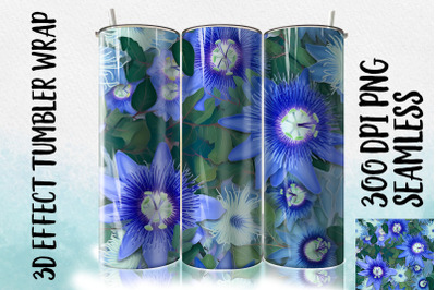 3D Blue Passion Flower Tumbler Wrap 1