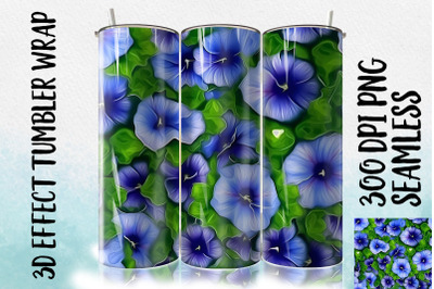 3D Blue Morning Glory Tumbler Wrap 1