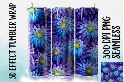 3D Blue Aster Tumbler Wrap 1