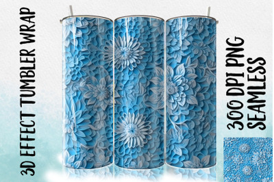 3D Blue Flower Tumbler Wrap 2