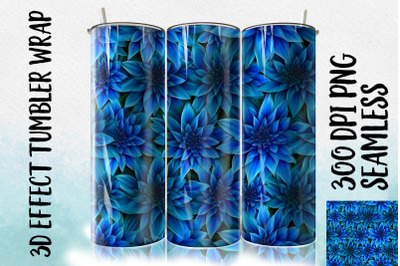 3D Blue Star Flower Tumbler Wrap 2