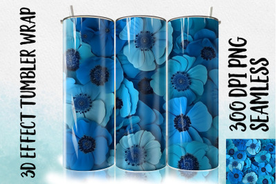 3D Blue Poppy Tumbler Sublimation 2