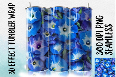 3D Blue Morning Glory Tumbler Wrap 2