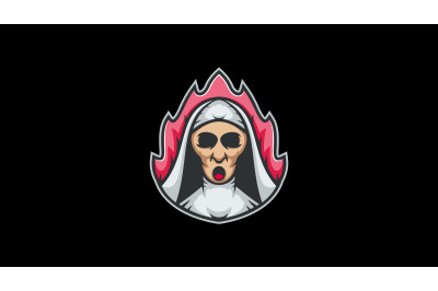 Evil Ghost nun head logo abstract vector template