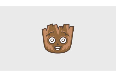 Happy Wood face logo abstract vector template