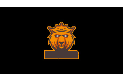 king bear head with crown logo abstract vector template