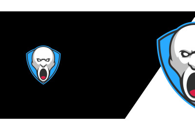 Ghost or monster police head with shield logo abstract vector template