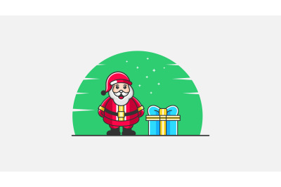 Senta Claus with gift logo abstract vector template