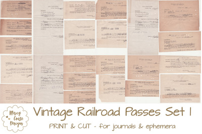 SET 1: Printable Vintage Railroad Passes