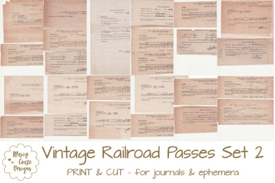 Set 2: Printable Vintage Railroad Passes