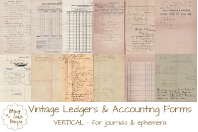 Vintage Ledgers &amp; Accounting Forms - VERTICAL