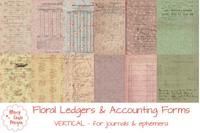Floral Ledgers &amp; Accounting Forms - VERTICAL