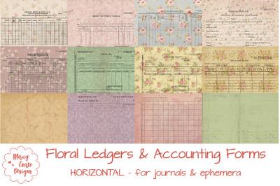 Floral Ledgers &amp; Accounting Forms - HORIZONTAL