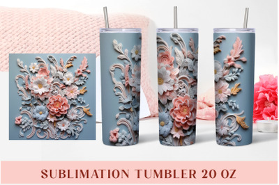 3D Flowers Tumbler Sublimation Designs