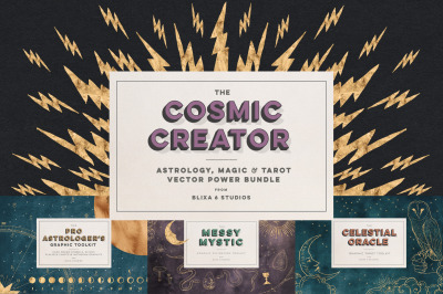 The Cosmic Creator Astrology Magic &amp; Tarot Vector Clipart Set