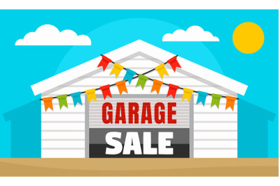 Home garage sale concept banner, flat style