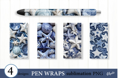 Seashell Pen Wraps. 4 Sublimation Pen Wrap Designs