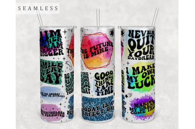 Inspirational Wavy Quotes Tumbler Wrap, 20 Oz Skinny Tumbler PNG