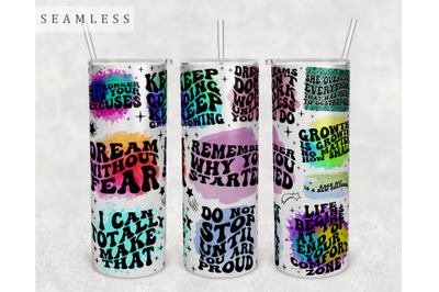 Motivational Wavy Quotes Tumbler Wrap, 20Oz Skinny Tumbler Sublimation