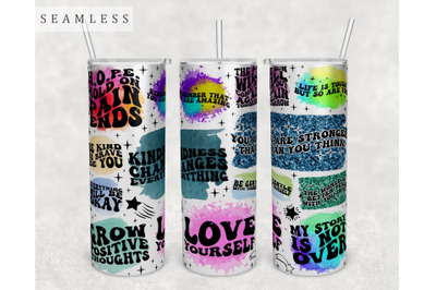 Mental Health Wavy Quotes Tumbler Wrap, 20 Oz Skinny Tumbler PNG