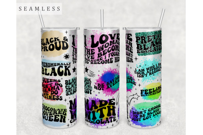 Black Woman Wavy Quotes Tumbler Wrap, 20 Oz Skinny Tumbler Sublimation