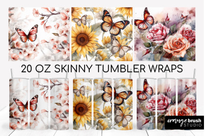 Summer Tumbler Sublimation Designs, Butterfly Tumbler Wrap