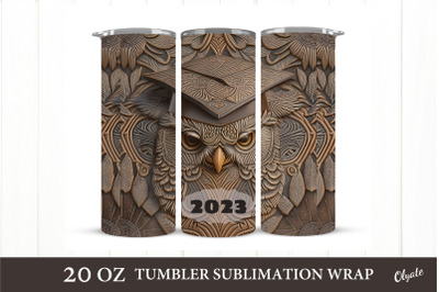 3D Owl Tumbler Sublimation. Graduation 2023 Tumbler PNG