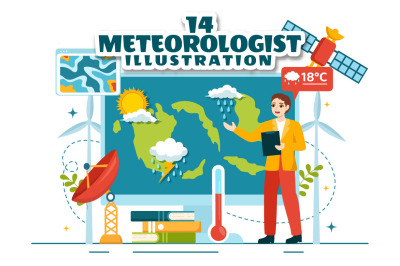 14 Meteorologist Vector Illustration