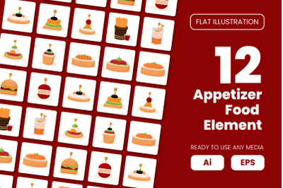 Collection of Appetizer Food Element in Flat Illustration