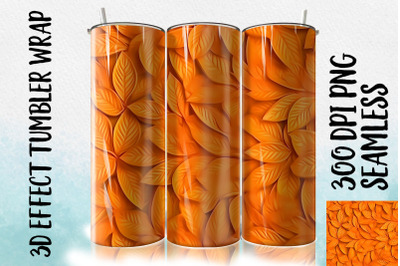 3D Orange leaf Tumbler Wrapp 2