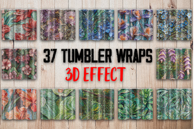 3D Mosaic Flowers Tumbler Wrap