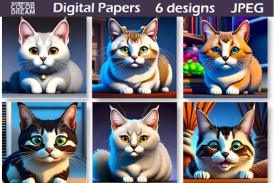 Cats Illustrations | Cats Digital Paper