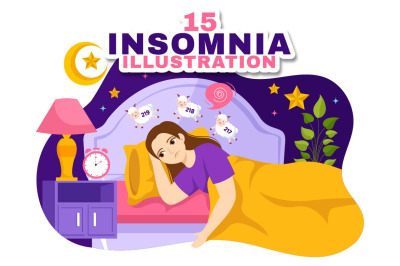 15 Insomnia Vector Illustration