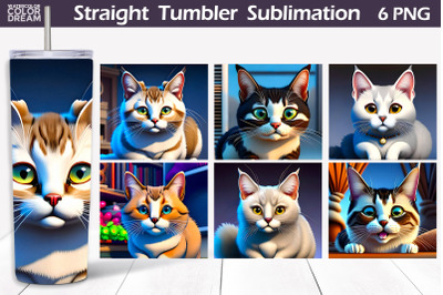 3D Cat Tumbler Wrap | 3D Animals Tumbler Sublimation&nbsp;