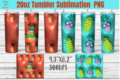 Pineapple 3D Puff Tumbler Wrap PNG | 3D Inflate Designs