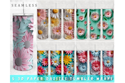 3D Paper Daisies Tumbler Wraps Bundle&2C; 20Oz Skinny Tumbler Sublimation