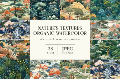 Nature&#039;s Textures Organic Watercolor Textures and Seamless Patterns