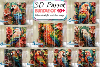 Parrot Papercut 3D Tumbler Wrap Bundle