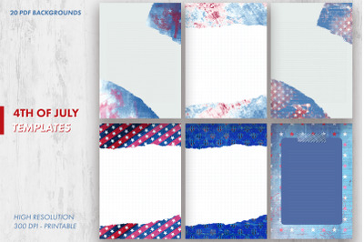 4th of July Art Journal Templates