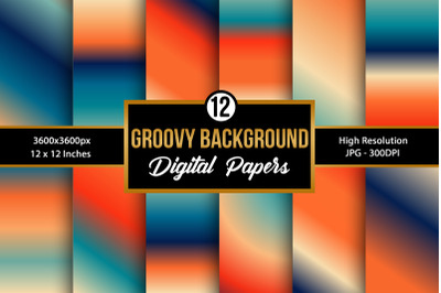 Retro Groovy Gradient Background Papers