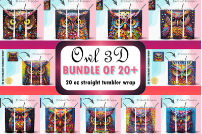 Owl 3D Pop art Tumbler Wrap Bundle