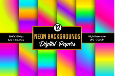 Bright Neon Colors Gradient Background Digital Papers