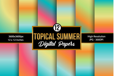 Tropical Summer Colors Gradient Background Digital Papers